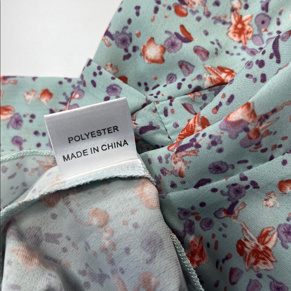 Hello Molly dress faux ruffle wrap floral blue tie mini‎ size M - Picture 8 of 10